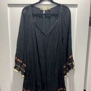 Free People Black w/Gold Trim Slip Dress